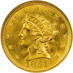1851 Liberty Quarter Eagle. MS-63 (NGC).