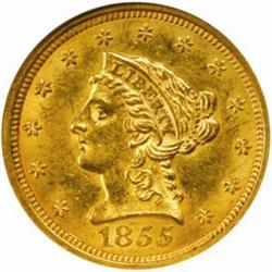 1855 Liberty Quarter Eagle. MS-62 (NGC).