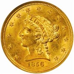 1856 Liberty Quarter Eagle. MS-62 (NGC).