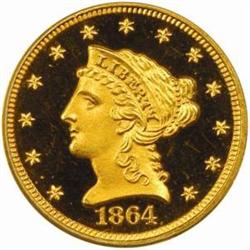 1864 Liberty Quarter Eagle. Proof-65 Deep Cameo (PCGS).