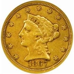 1867-S Liberty Quarter Eagle. AU-50 (NGC).