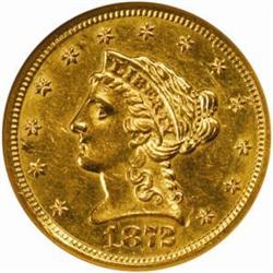 1872-S Liberty Quarter Eagle. AU-58 (NGC).