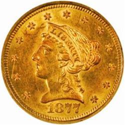 1877-S Liberty Quarter Eagle. AU-58 (NGC).