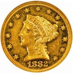 1882 Liberty Quarter Eagle. MS-60 PL (NGC).