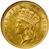 1854 Three-Dollar Gold Piece. MS-61 (NGC).