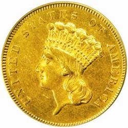 1855 Three-Dollar Gold Piece. EF-45 (PCGS).