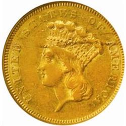 1855 Three-Dollar Gold Piece. EF-45 (NGC).