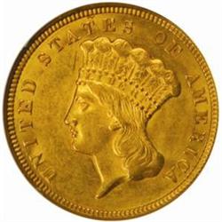 1856 Three-Dollar Gold Piece. MS-61 (NGC).