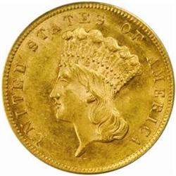 1860 Three-Dollar Gold Piece. MS-62 (PCGS).