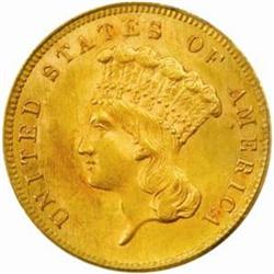 1862 Three-Dollar Gold Piece. MS-65 (PCGS).