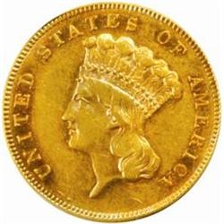 1883 Three-Dollar Gold Piece. AU-55 (PCGS).