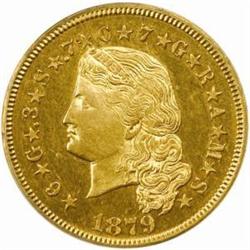 1879 Four-Dollar Gold Stella. Flowing Hair. Judd-1635, Pollock-1832/1833. Rarity-3. Proof-62 (PCGS).