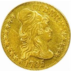 1795 Capped Bust Half Eagle. BD-3, HBCC-3033, Miller-2. Rarity-3+. Small Eagle. AU-53 (PCGS).