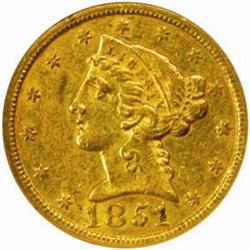 1851 Liberty Half Eagle. AU-53 (NGC).