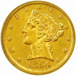 1854-D Liberty Half Eagle. Winter 31-Z. Weak D. AU Details--Improperly Cleaned (NCS).