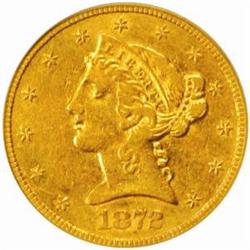 1872-CC Liberty Half Eagle. Winter 1-B. AU-53 (PCGS).