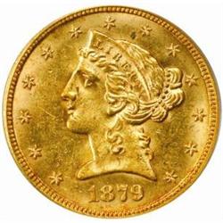 1879 Liberty Half Eagle. MS-62 (PCGS).