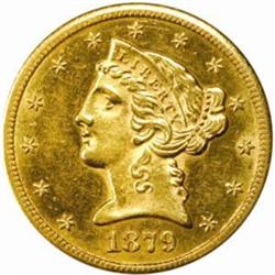 1879-CC Liberty Half Eagle. Winter 2-A. MS-60 Lightly Cleaned (Uncertified).