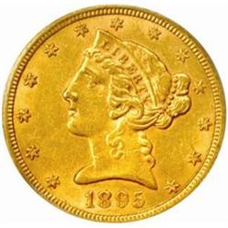 1895-S Liberty Half Eagle. AU-58 (PCGS).