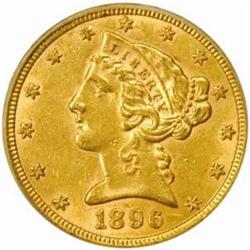 1896-S Liberty Half Eagle. AU-58 (PCGS).
