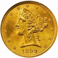 1899 Liberty Half Eagle. MS-63 (NGC).
