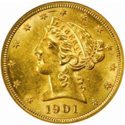 1901 Liberty Half Eagle. MS-61 (ANACS).