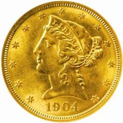 1904 Liberty Half Eagle. MS-64 (NGC).