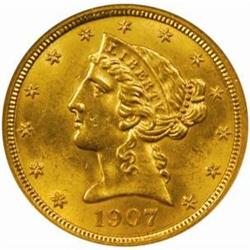 1907 Liberty Half Eagle. MS-63 (NGC).