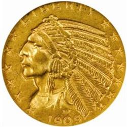 1909-D Indian Half Eagle. MS-62 (NGC).