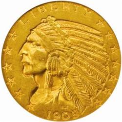 1909-O Indian Half Eagle. MS-62 (NGC).