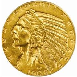 1909-S Indian Half Eagle. MS-62 (PCGS).