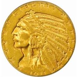 1911 Indian Half Eagle. MS-62 (PCGS).