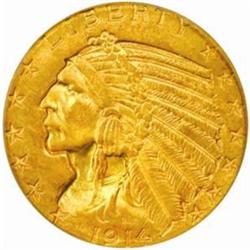 1914-D Indian Half Eagle. MS-64 (PCGS).