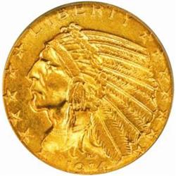 1914-S Indian Half Eagle. MS-64 (PCGS).