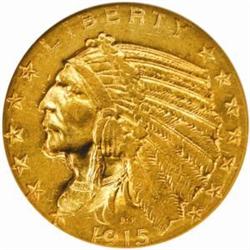 1915-S Indian Half Eagle. AU-58 (NGC).