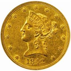 1842-O Liberty Eagle. AU-50 (NGC).