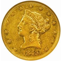1843 Liberty Eagle. AU-55 (NGC).