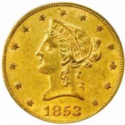 1853/2 Liberty Eagle. AU-55 (PCGS).