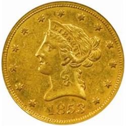 1853 Liberty Eagle. AU-58 (NGC).