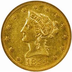 1854-S Liberty Eagle. AU-55 (NGC).