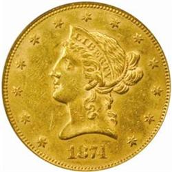 1874 Liberty Eagle. AU-58 (PCGS).
