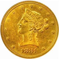 1881-O Liberty Eagle. AU-55 (NGC).