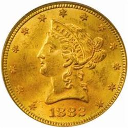 1882 Liberty Eagle. MS-63 (PCGS).