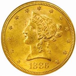 1886-S Liberty Eagle. MS-62 (NGC).
