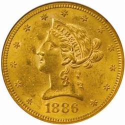 1886-S Liberty Eagle. MS-61 (NGC).