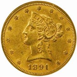 1891 Liberty Eagle. MS-61 (NGC).