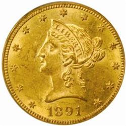 1891-CC Liberty Eagle. Winter 1-A. MS-61 (PCGS).