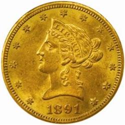 1891-CC Liberty Eagle. Winter 2-B. MS-60.