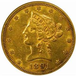 1891-CC Liberty Eagle. Winter 3-C. Net EF-45 (ANACS). AU Details--Cleaned.