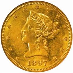 1897-S Liberty Eagle. AU-58 (NGC).
